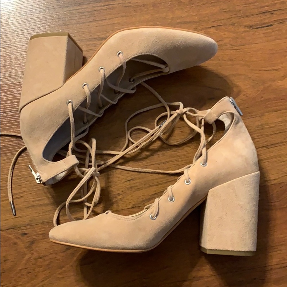 Dolce Vita Nude Lace Up Suede Heels